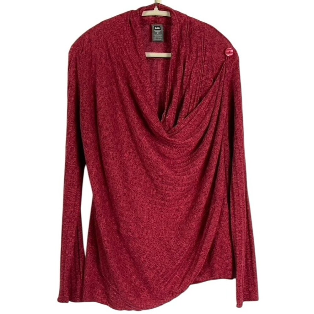 REI Open Front Button Shawl Shirt, Women's Medium, Red